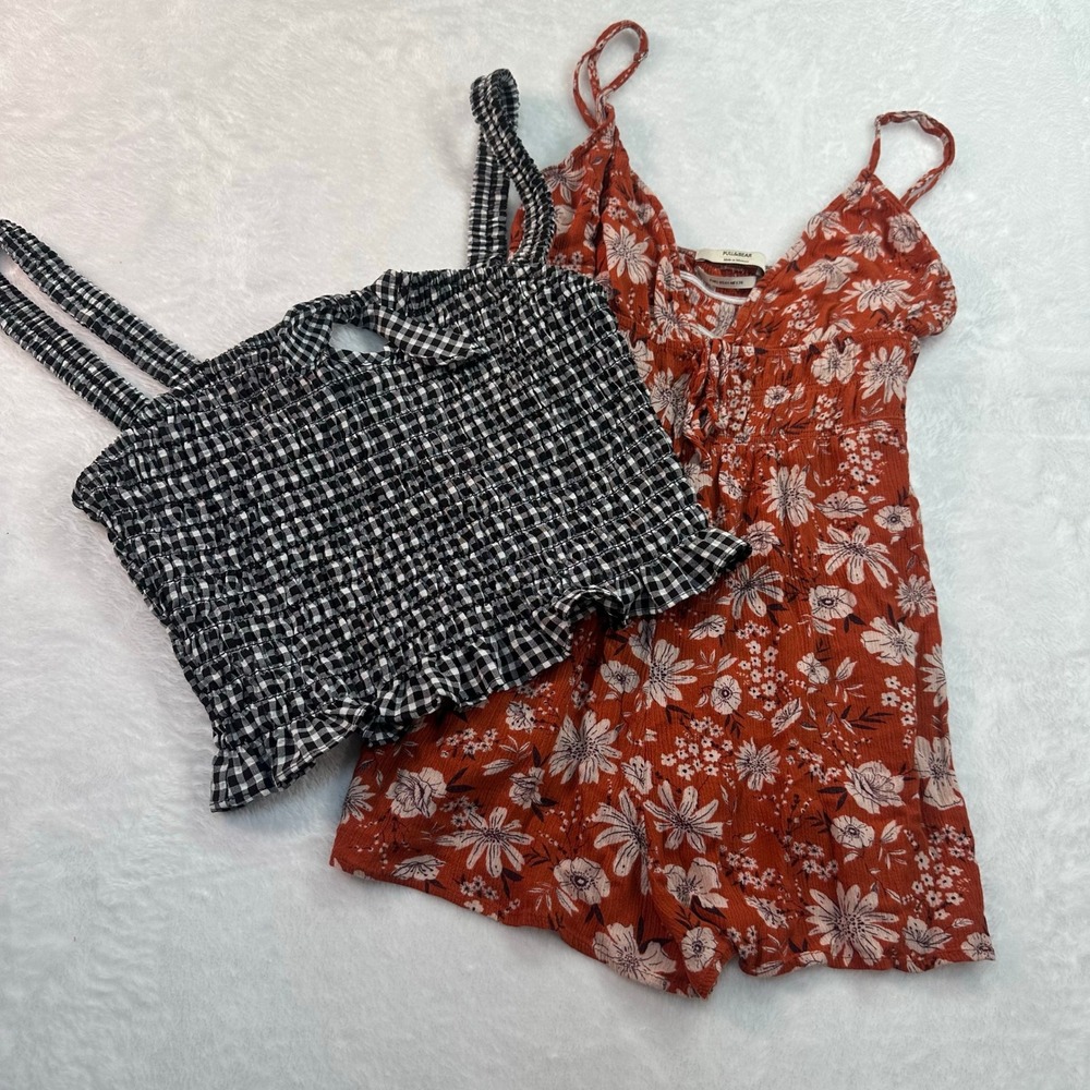 2 piece lot Sienna Sky & Pull&Bear Top‎ Romper Bundle Women M L Black Rust